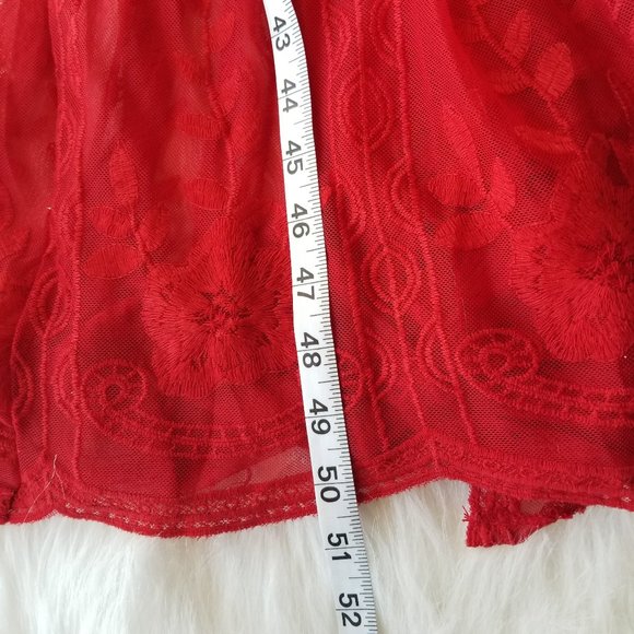 New Haute Monde Red Lace Floral Print Dress Size L - Picture 7 of 8